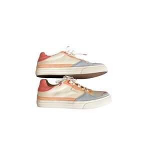 Taos Womens Peach Coral Pop Soul Leather Suede Lace Up Low Top Sneakers Size 10